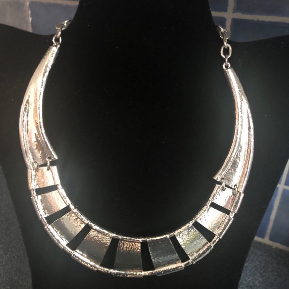 Chico's Jewelry - Chico’s brushed, shiny silver collar necklace.